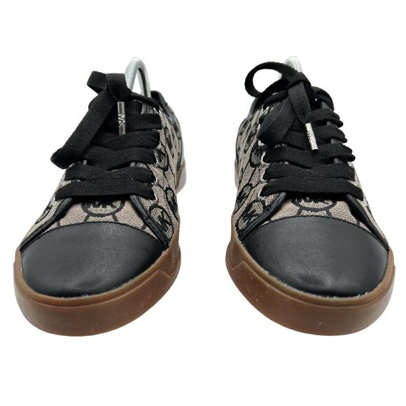 Michael Kors Womens 7M MK Logo City Sneakers Blk Silver Canvas Shoe Jacquard New - Picture 7 of 15